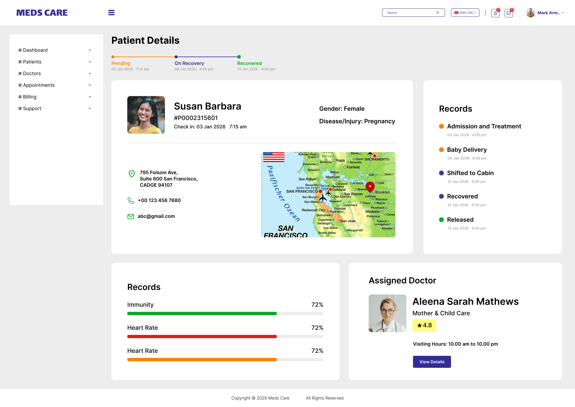 Meds Care - Medical Dasboard