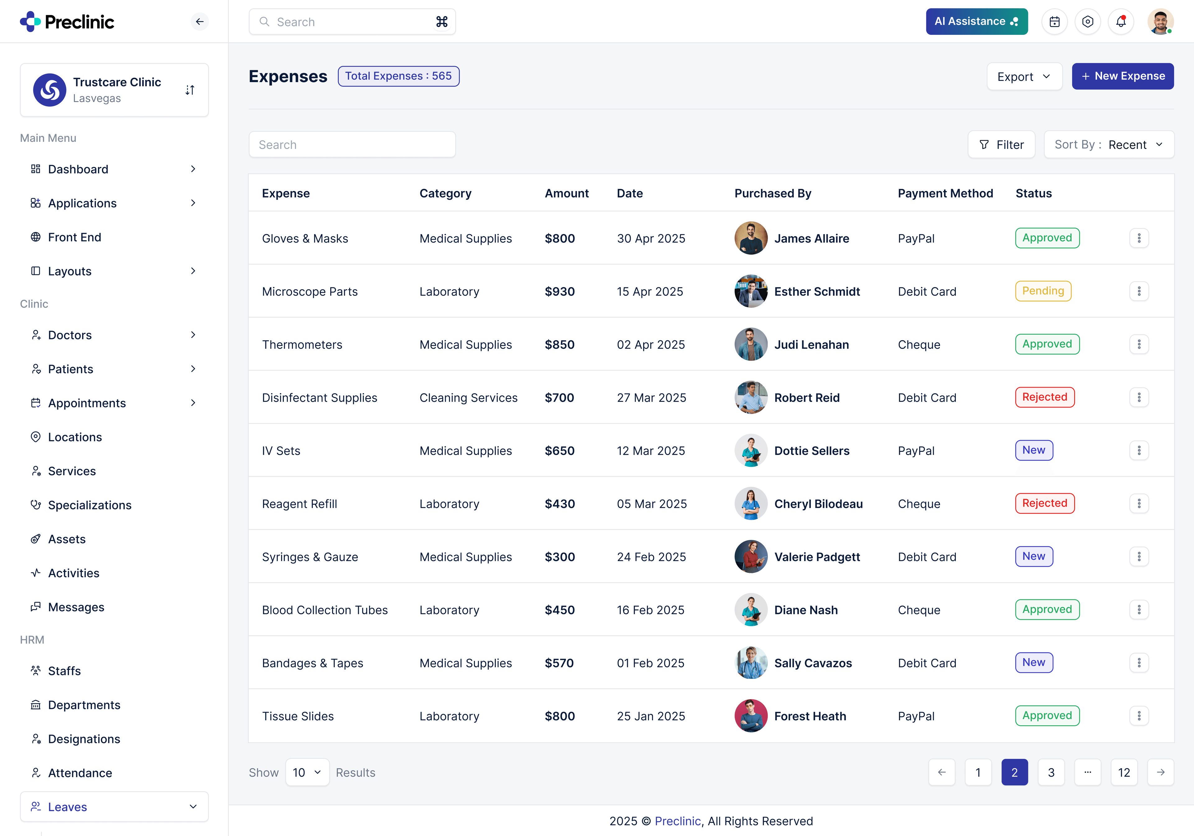 Preclinic – Medical & Healthcare Admin Dashboard UI