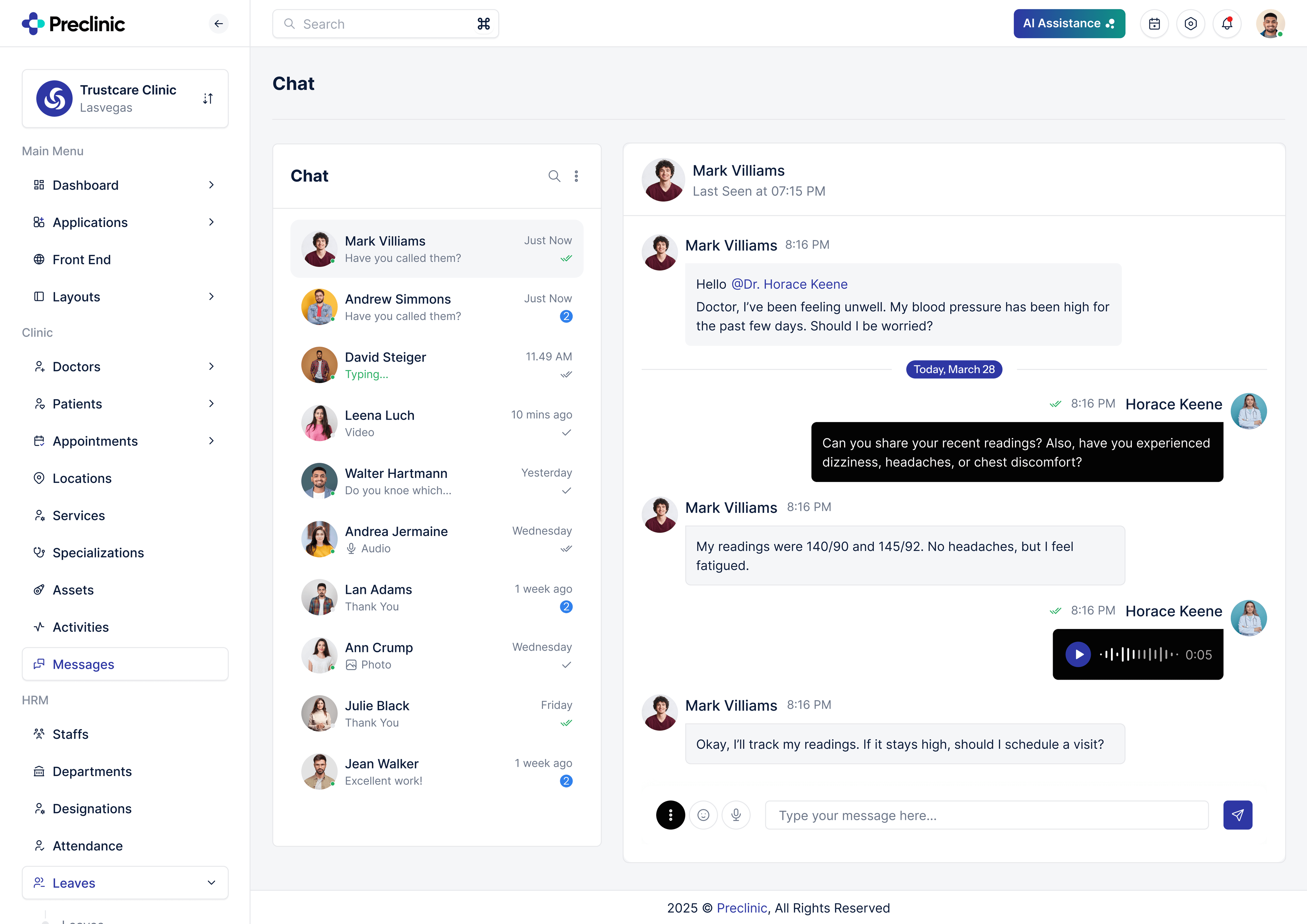 Preclinic – Medical & Healthcare Admin Dashboard UI