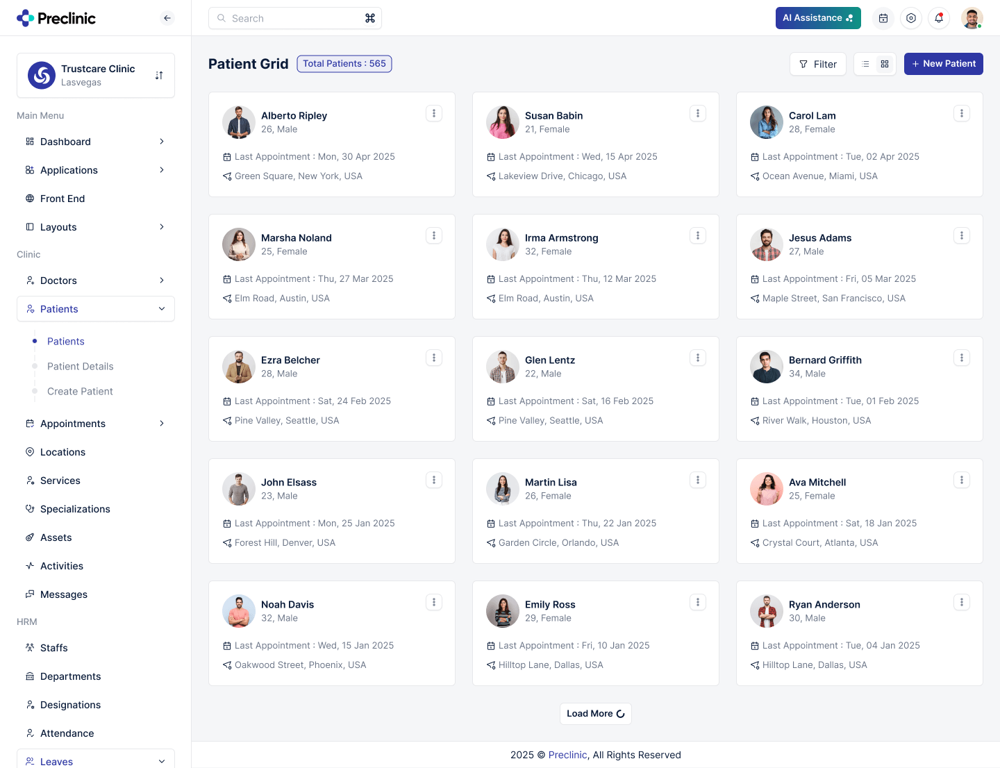 Preclinic – Medical & Healthcare Admin Dashboard UI